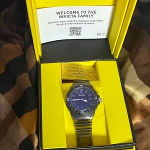 Invicta Blue Dial Watch celestial 35mm black dial PU band quartz watch